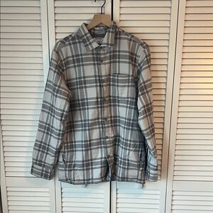 Old Navy Gray and White Checkered Sherpa Lined Shirt Sz M